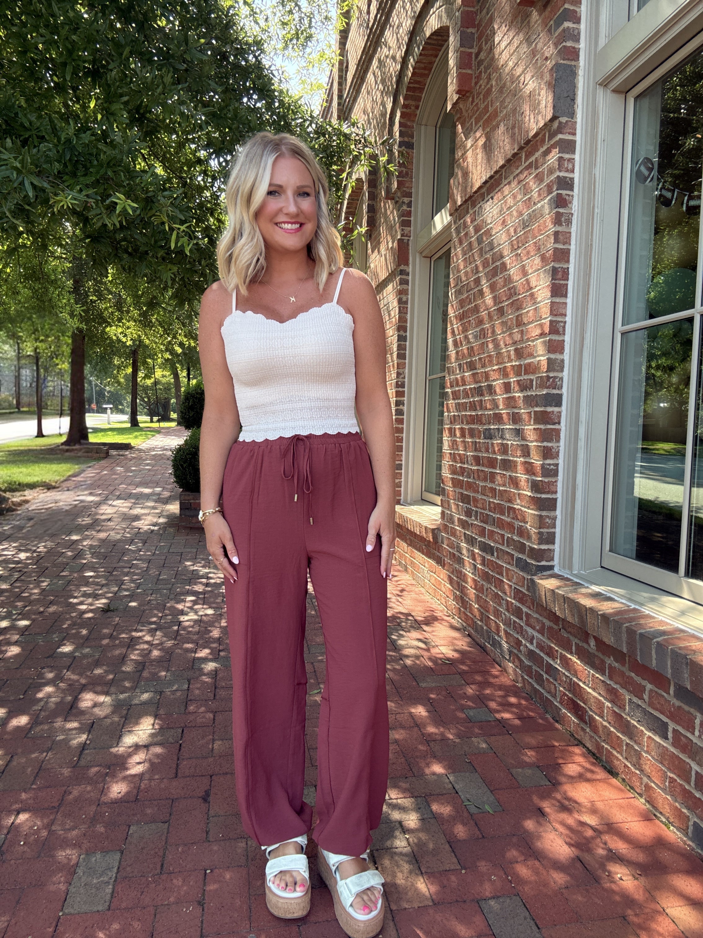 Telling You What I Think Satin Joggers in Sienna