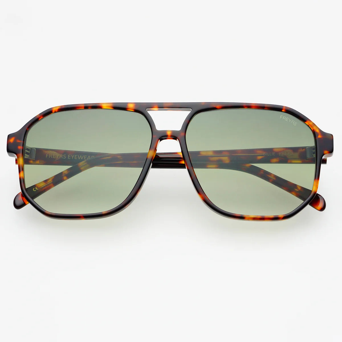 Billie Unisex Aviator Sunglasses- Tortoise/Green