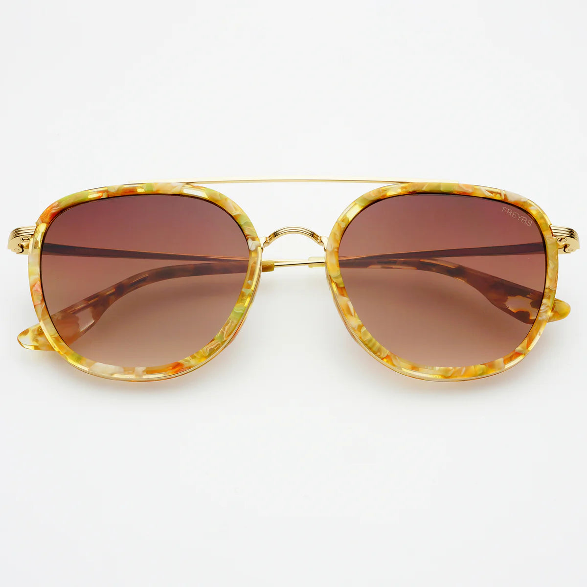 Weston Acetate Round Unisex Sunglasses: Yellow Tortoise/Gray
