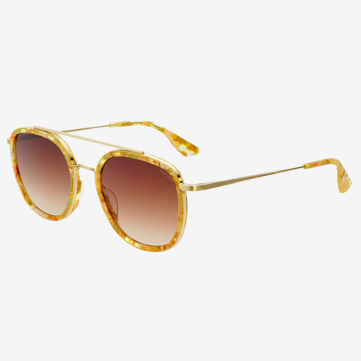 Weston Acetate Round Unisex Sunglasses: Yellow Tortoise/Gray