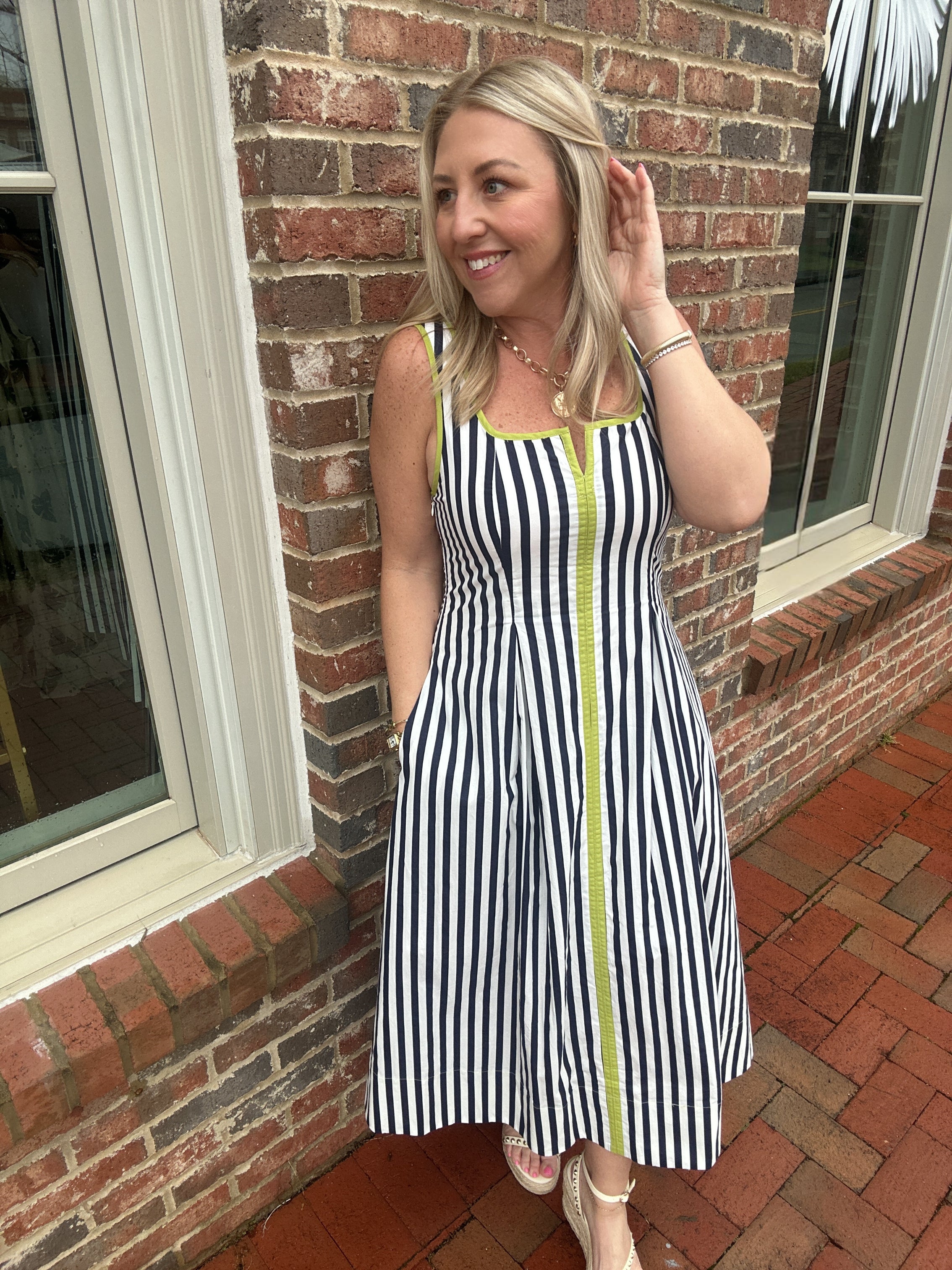 Your Phase Striped Midi Sleeveless Dress