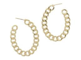 Gold Chain Oval Hoop Earrings