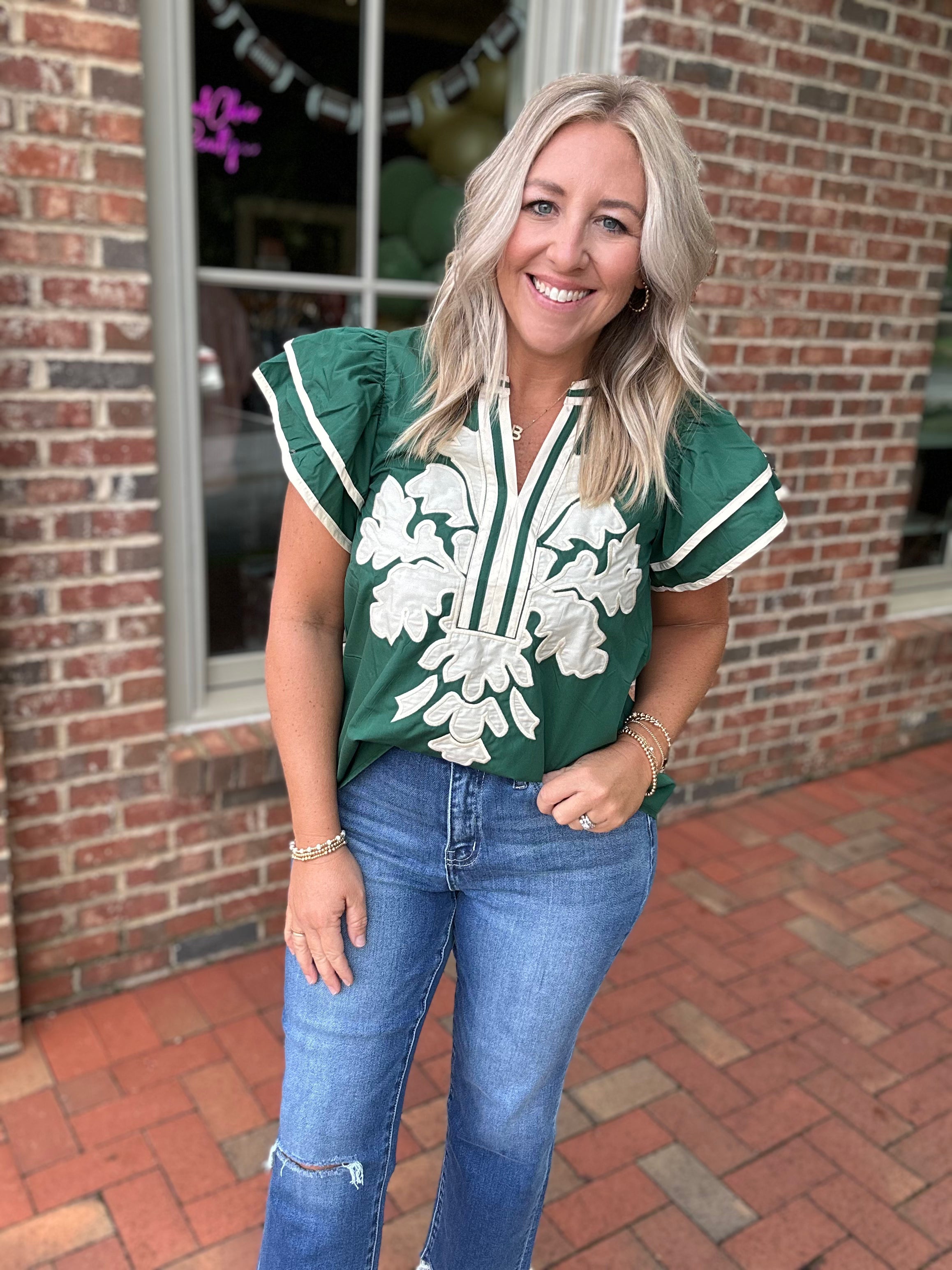 Make Up Your Mind Embroidered Flutter Sleeve Top