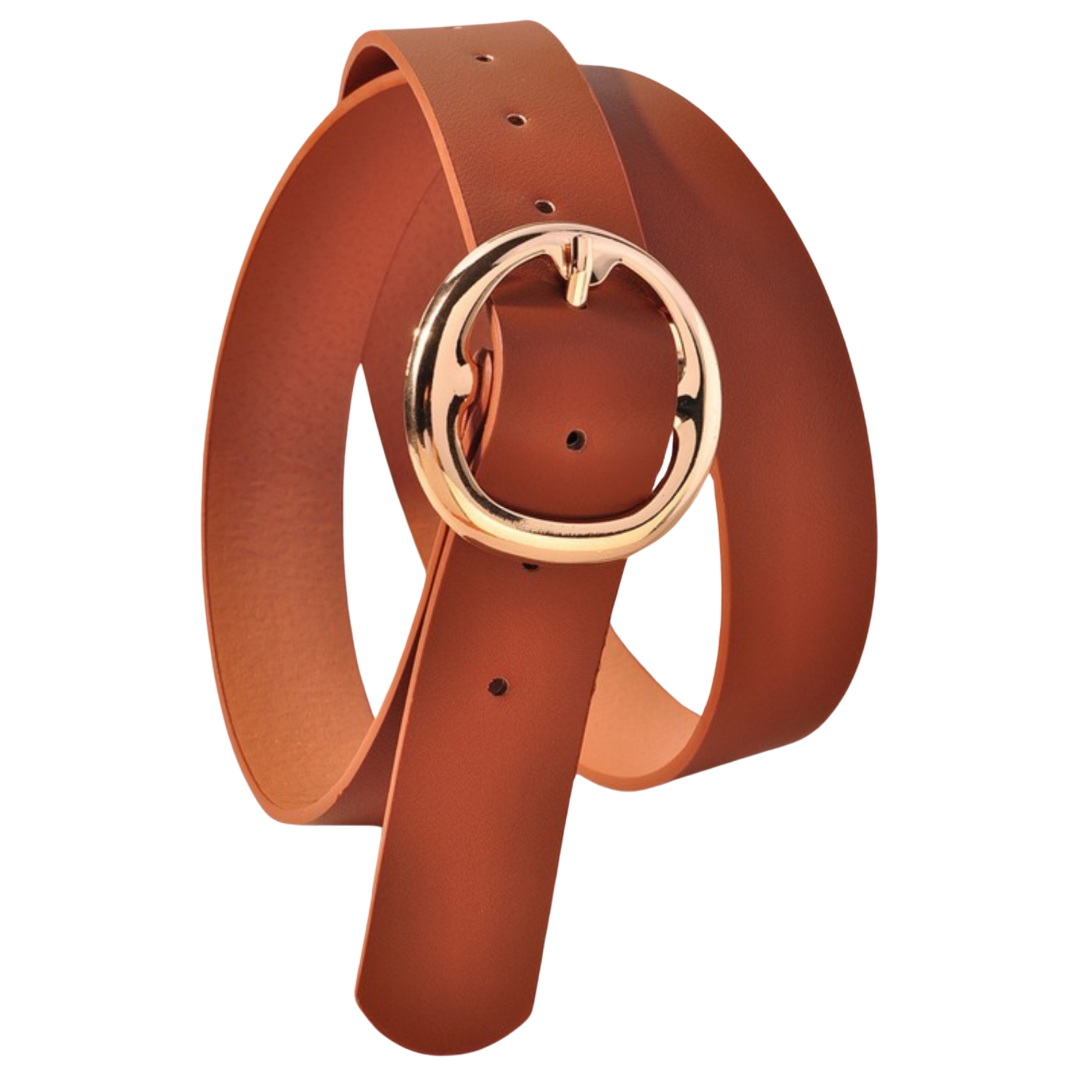 Circle Buckle Belt in Brown