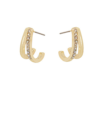 Pave Crystal Metal Hoops