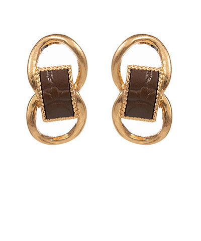 Leather & Link Chain Earrings