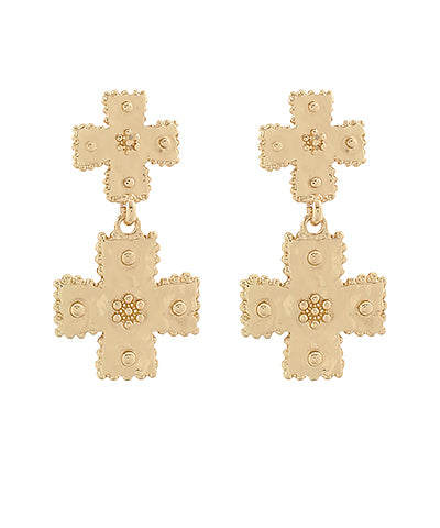Textured Cross Earrings