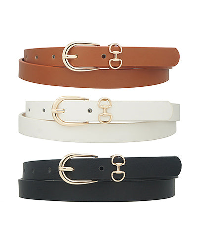 Horsebit Accent Skinny Belt Set