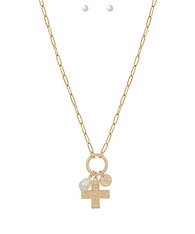 Cross & Multi Charm Necklace