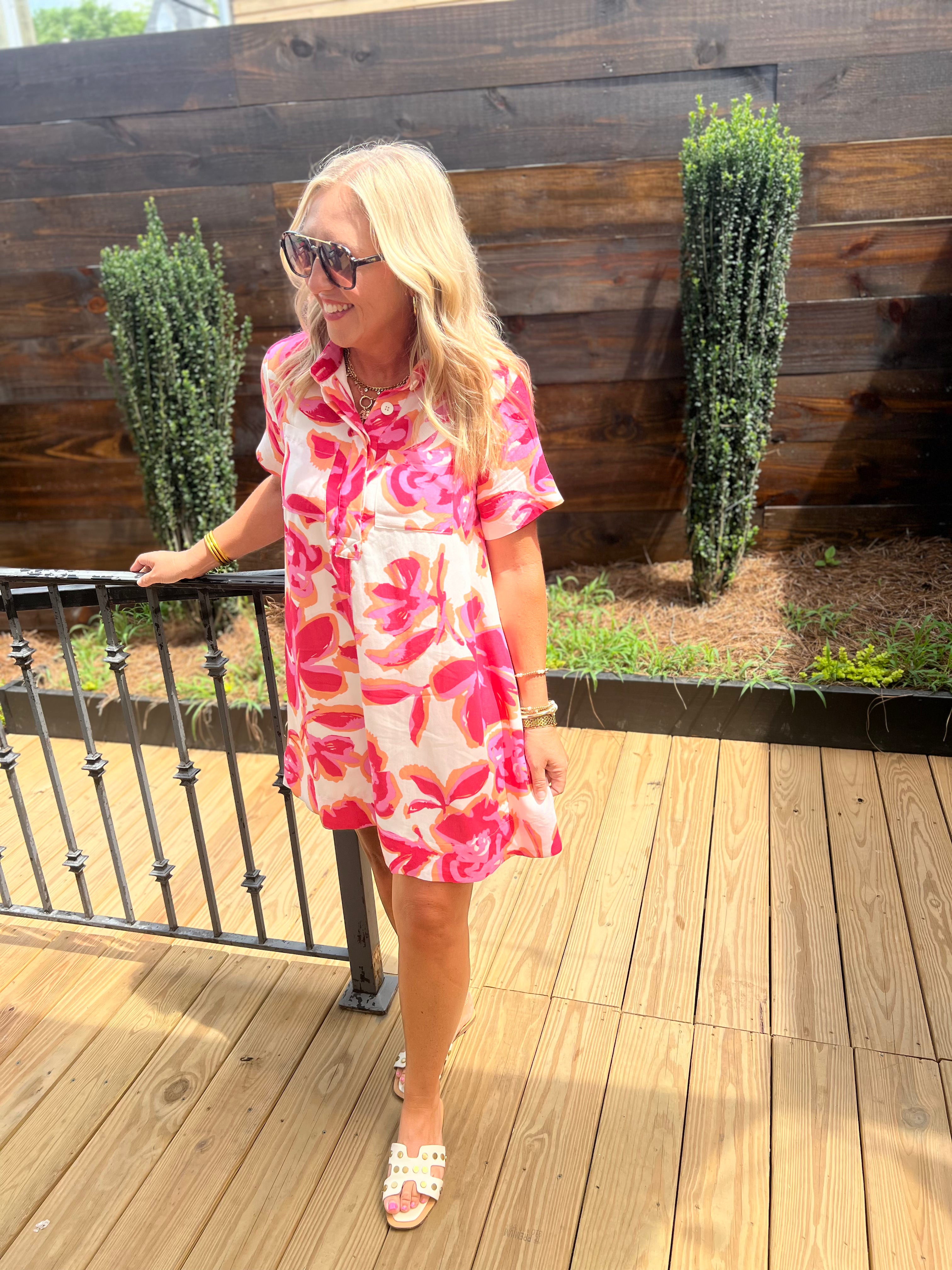 Livin' on Prayers Floral Collared Dress