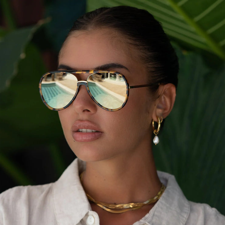 Shay Aviator Sunglasses- Tortoise/Gold Mirror