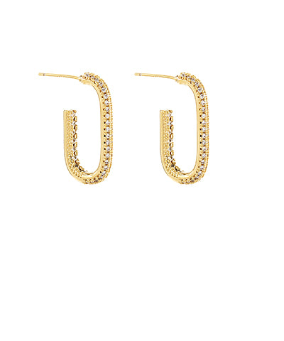 Pave Crystal Oval Hoops