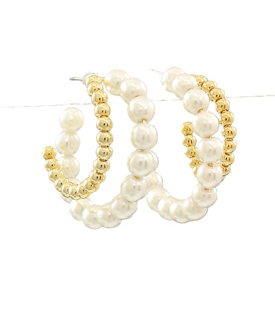 Pearl & Gold Double Hoops