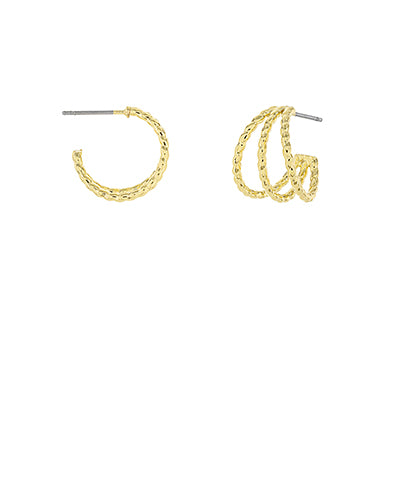 Triple Layered Gold Small Hoops