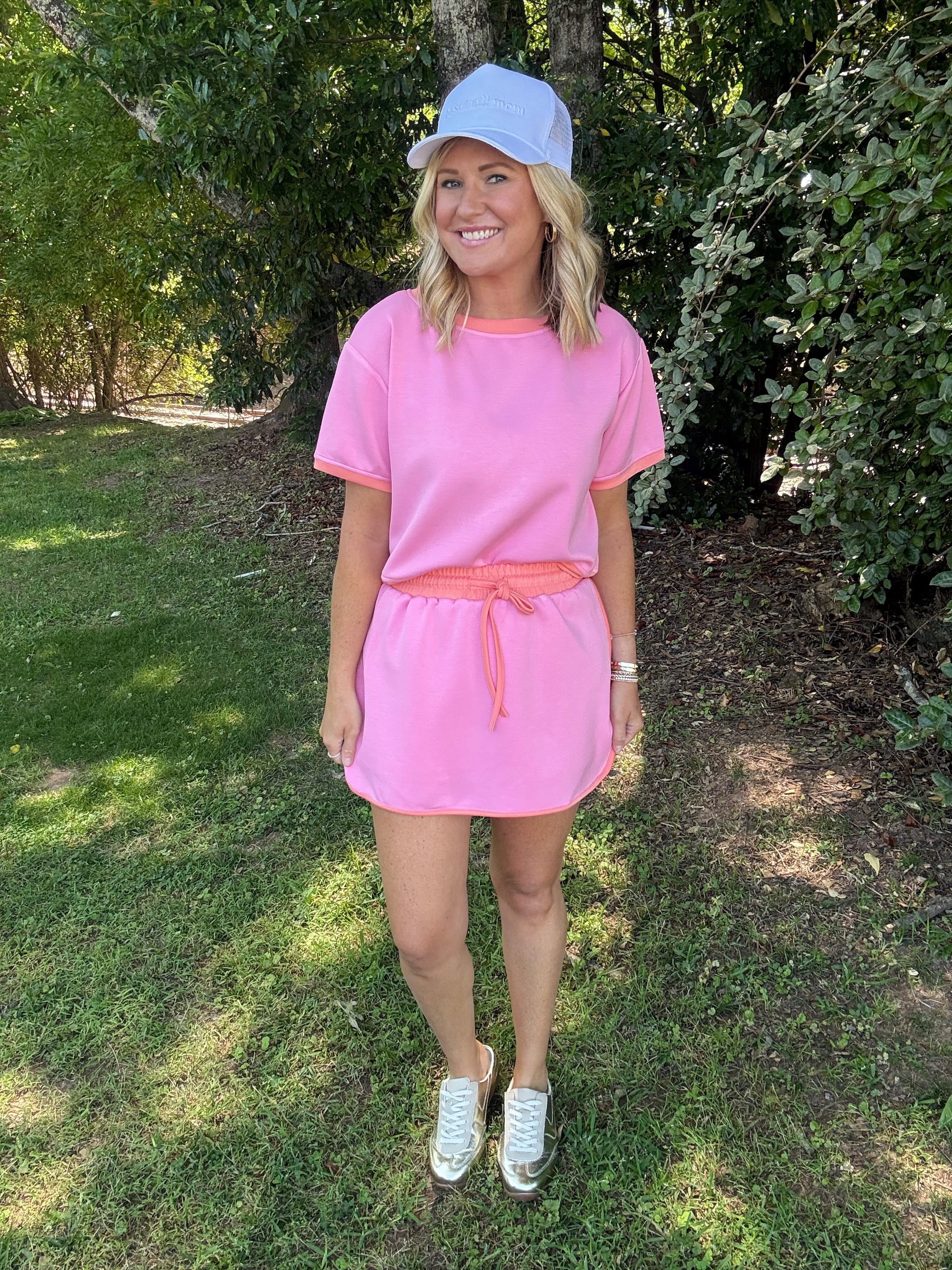 Small Town Pink and Orange Scuba Skort