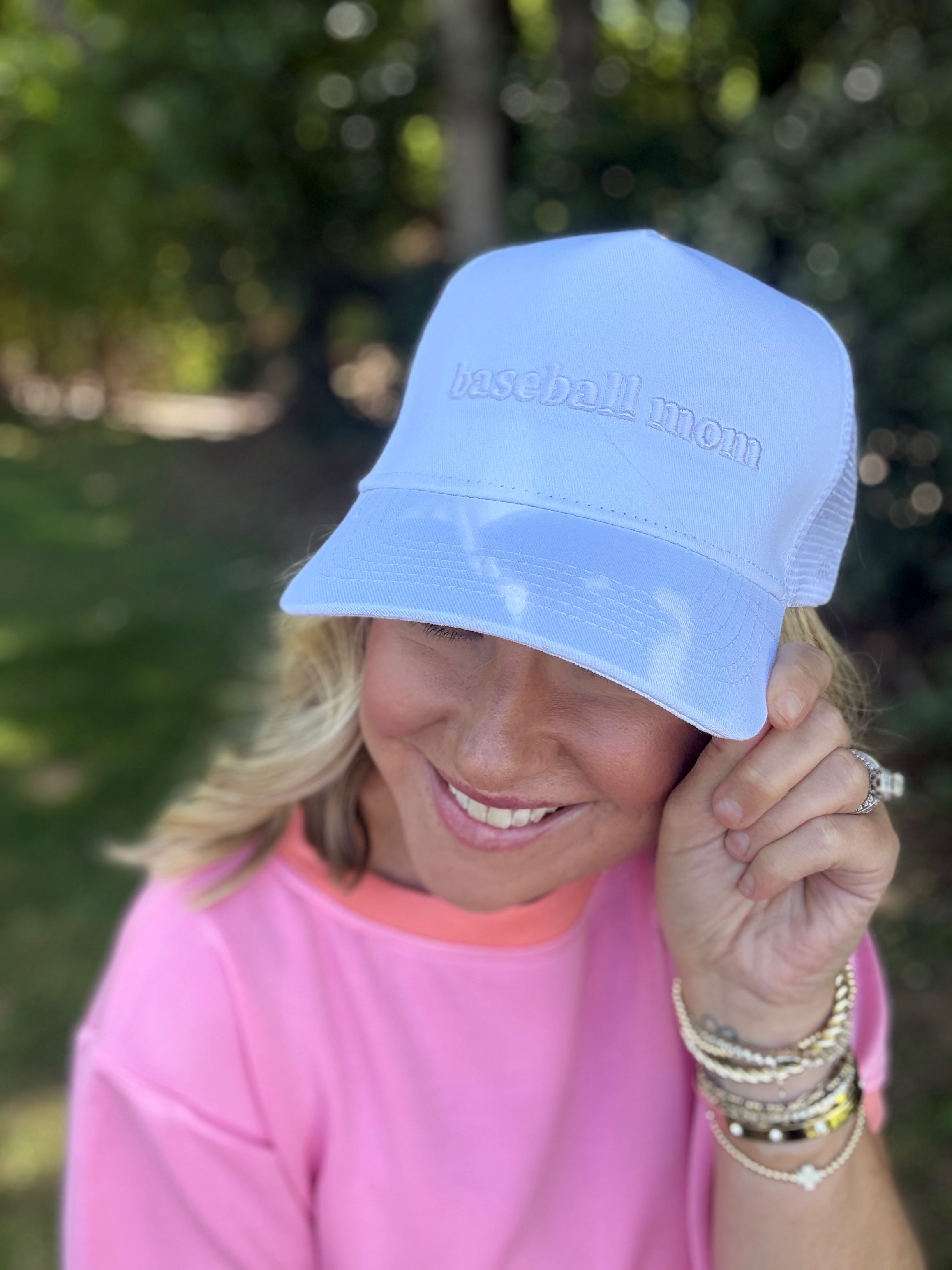 Baseball Mom White Trucker Hat