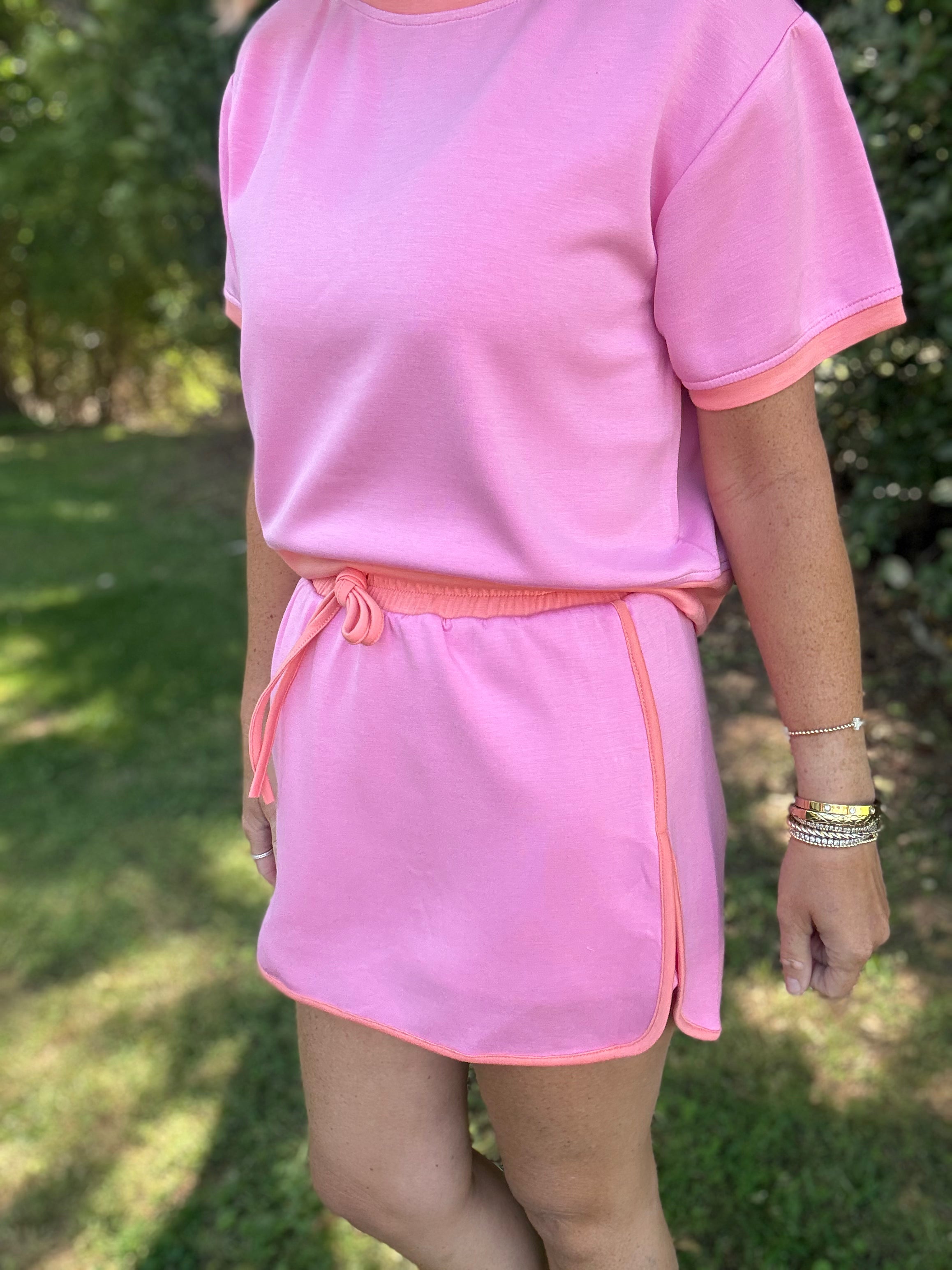 Small Town Pink and Orange Scuba Skort