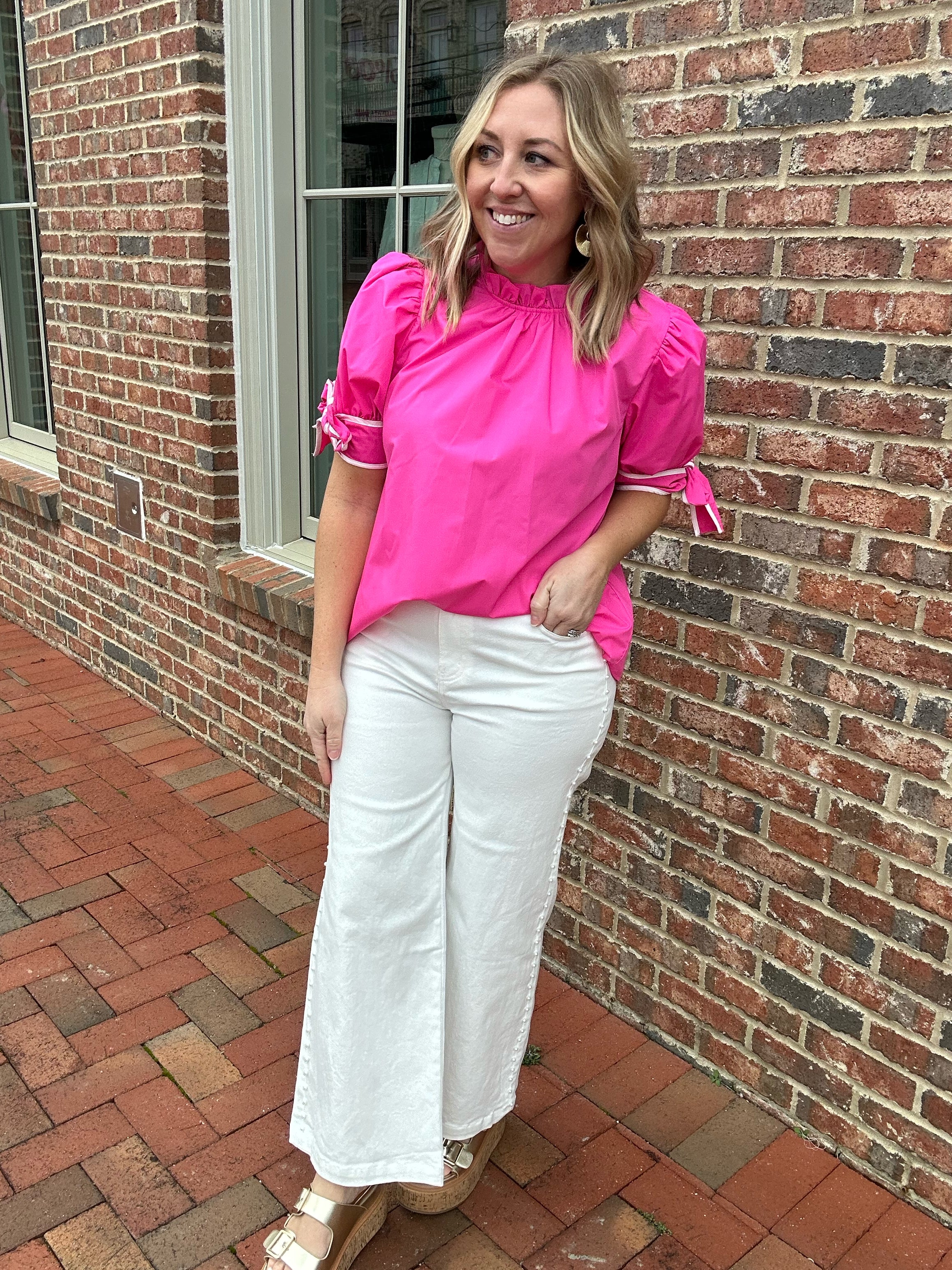 Southern Belle Bow Mock Neck Top