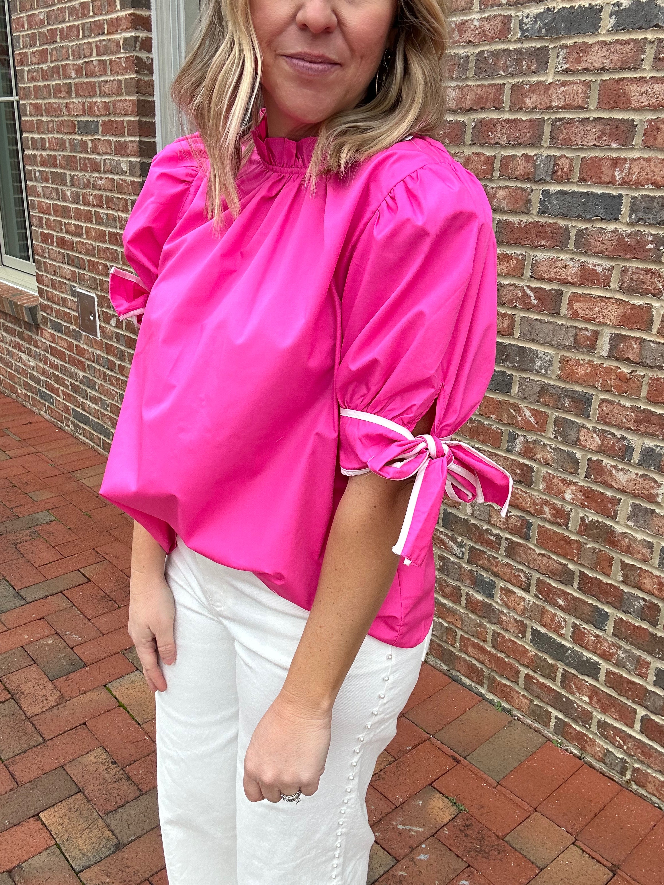 Southern Belle Bow Mock Neck Top