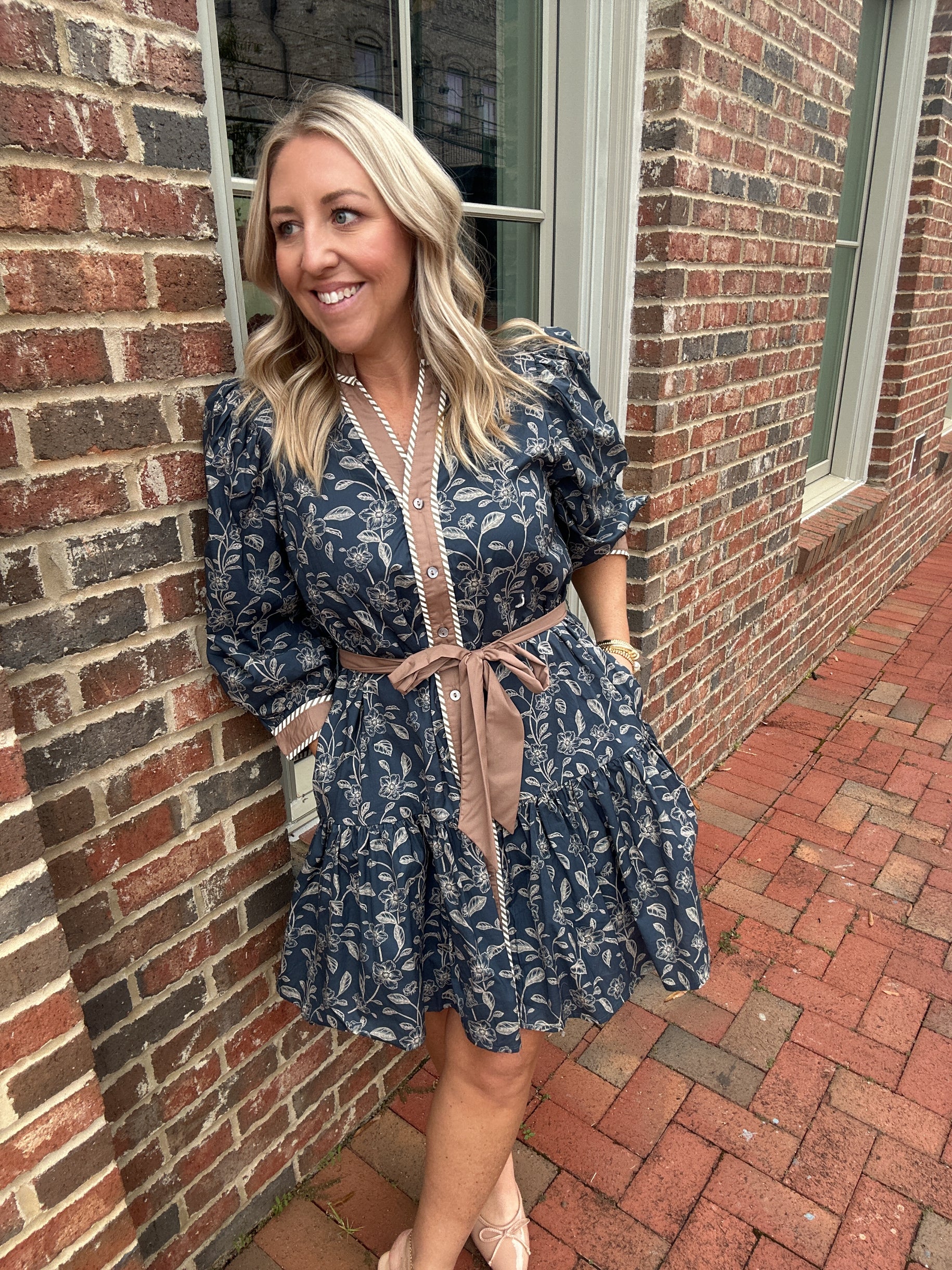 Made You Look Pretty Belted Floral Mini Dress