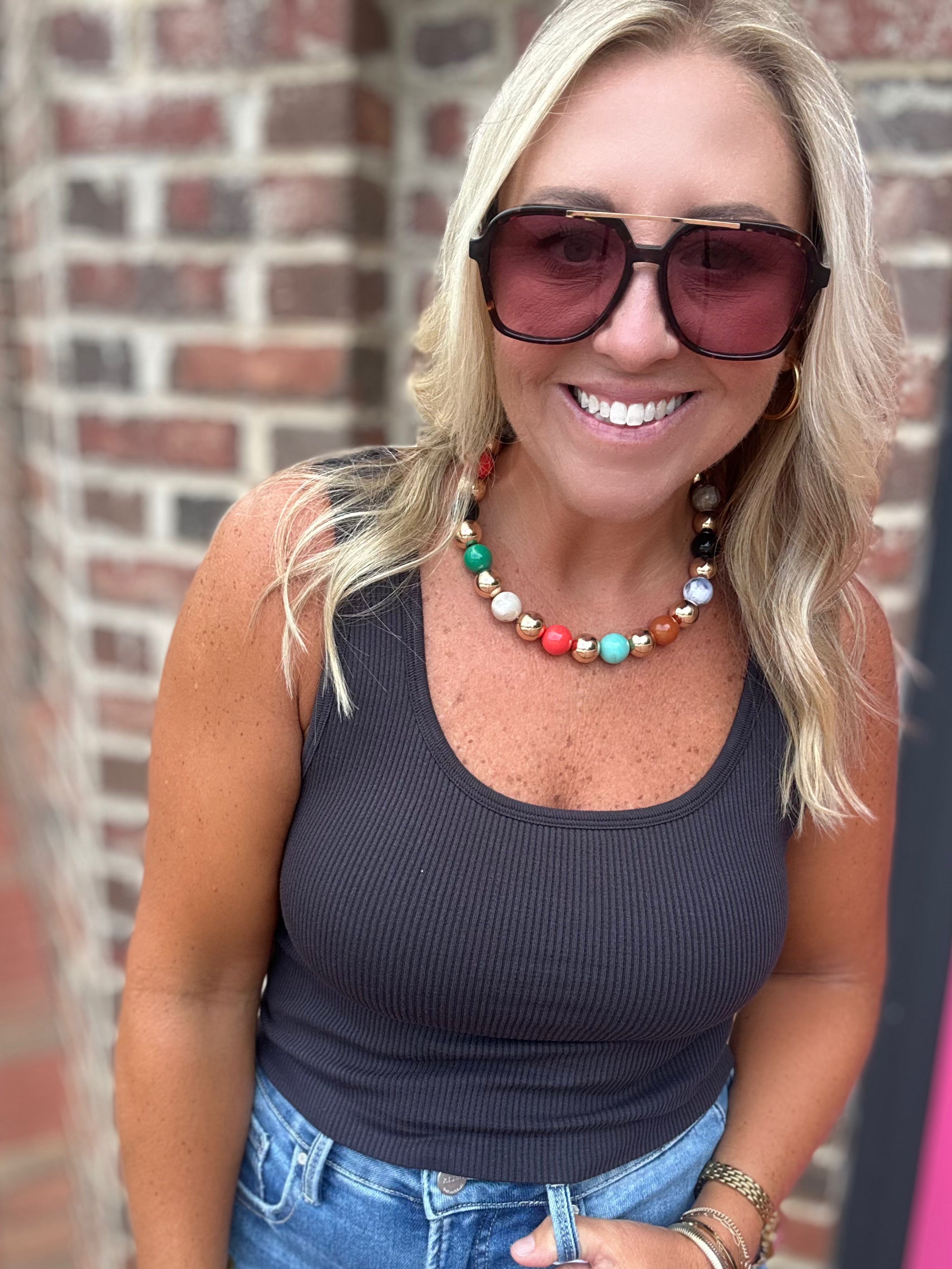 Comfort in Paradise Ribbed Scoop Neck Sleeveless Top in Black