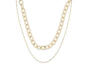 2 STRAND, SHINY GOLD CHUNKY CABLE CHAIN, SHINY GOLD SINGAPORE CHAIN NECKLACE