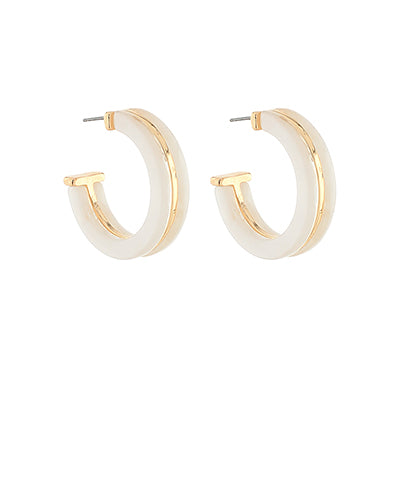 Acrylic & Metal Hoops White/Gold
