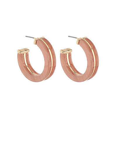 Acrylic & Metal Hoops Mauve/Gold