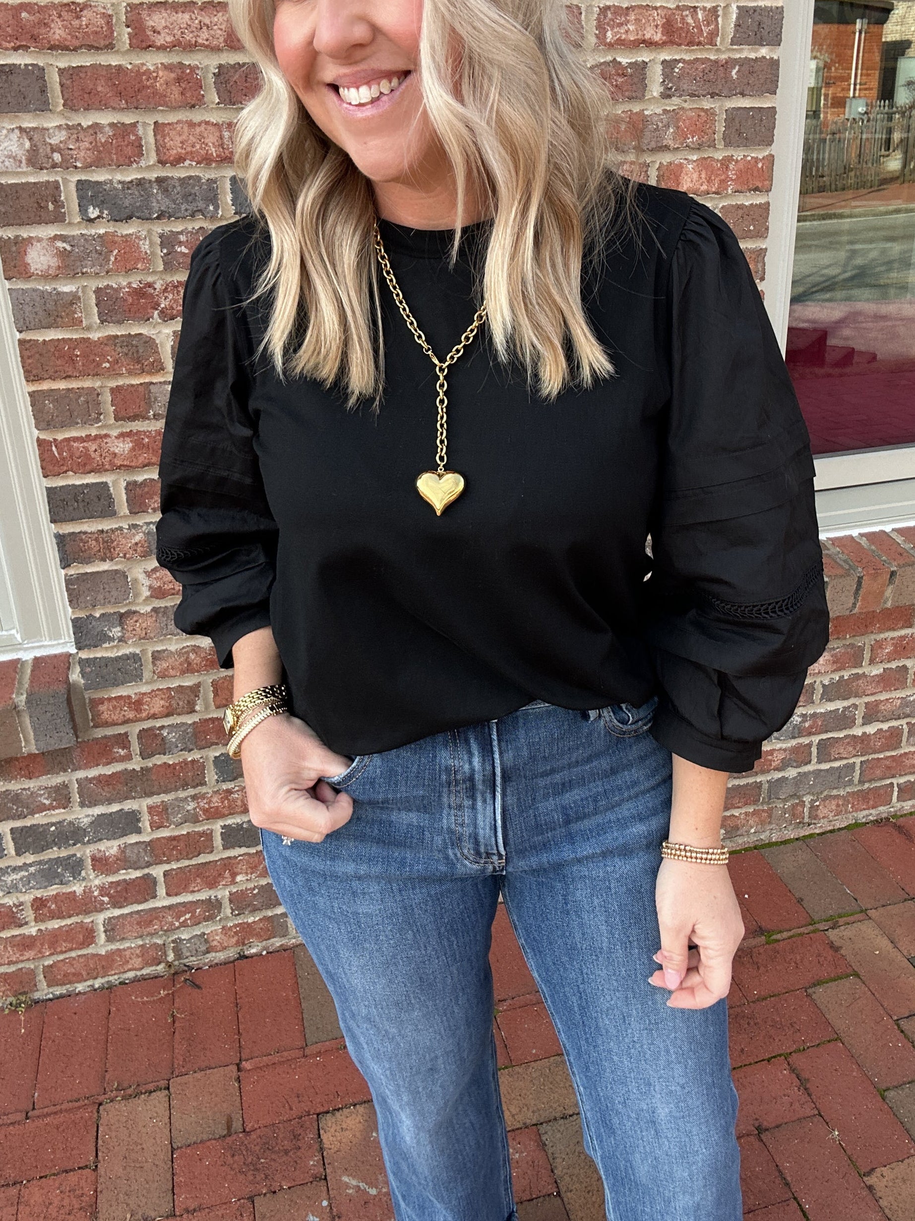 Your the Reason Why Lace Bubble Sleeve Top