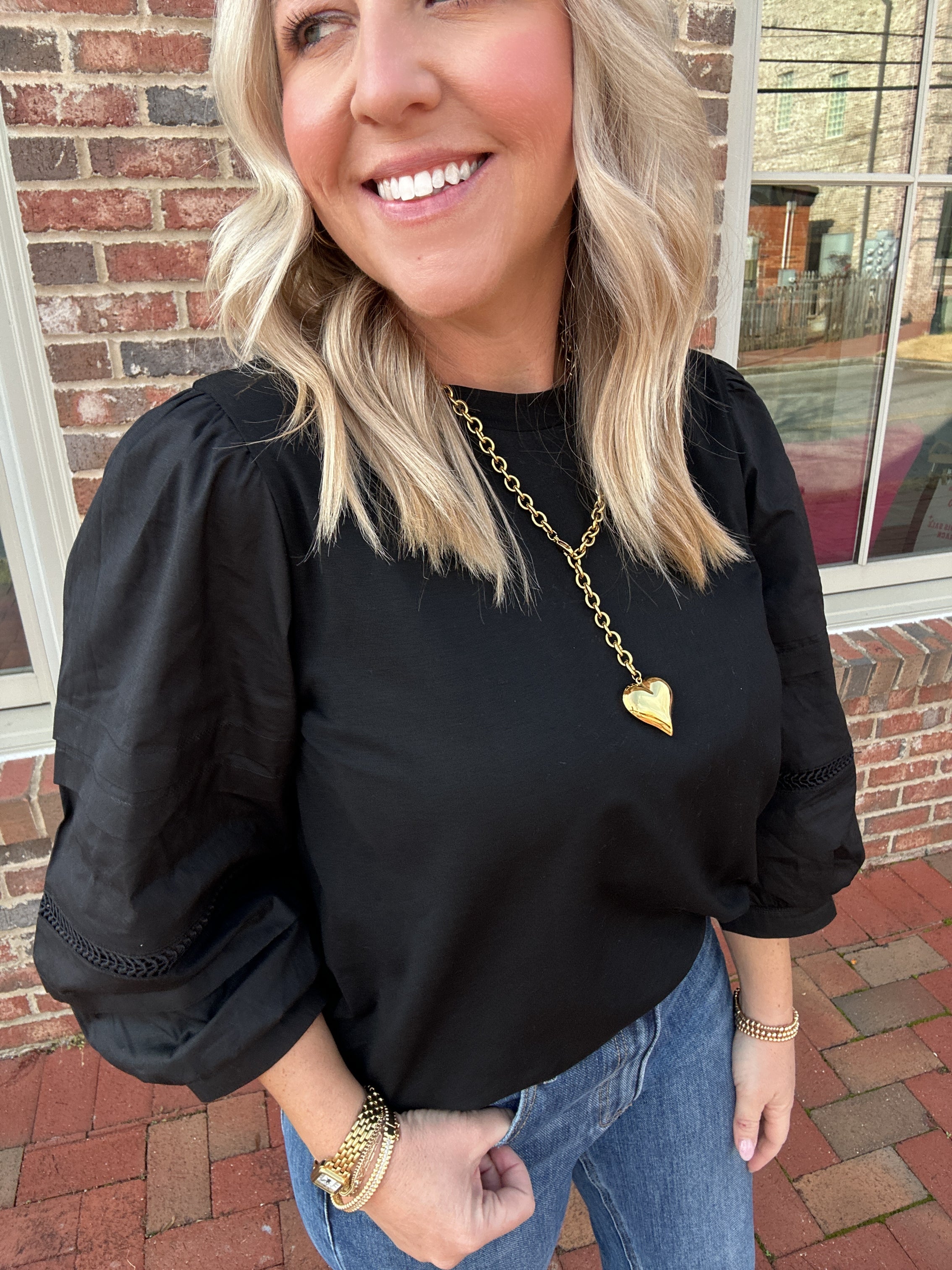 Your the Reason Why Lace Bubble Sleeve Top