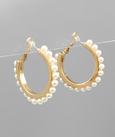 Pearl Studded Hoops