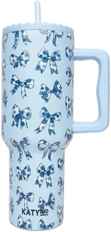 Coquette Bows 38 oz Tumbler- Light Blue