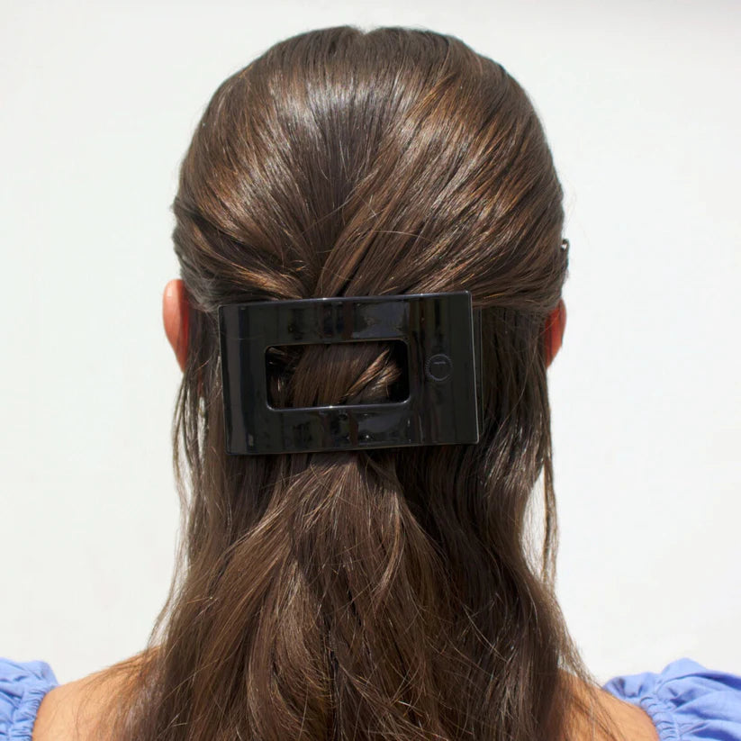 Jet Black Teleties Large Flat Rectangle Clip