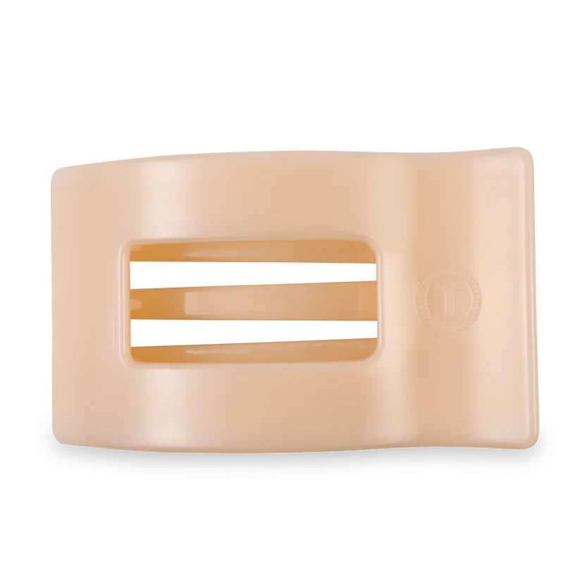 Almond Beige Teleties Large Flat Rectangle Clip