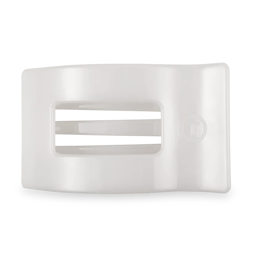 Coconut White Teleties Large Flat Rectangle Clip