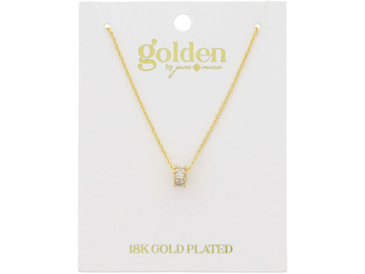 18K GOLD PLATED BAGUETTE CRYSTAL RING NECKLACE
