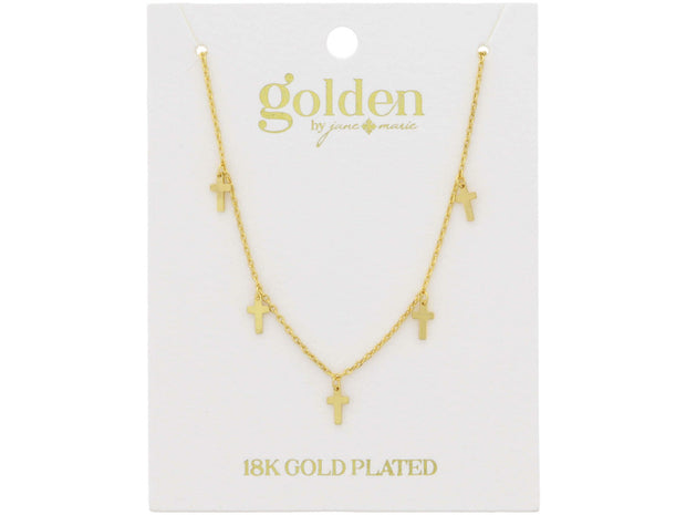 18K GOLD PLATED MULTI MINI GOLD CROSS STATIONS NECKLACE