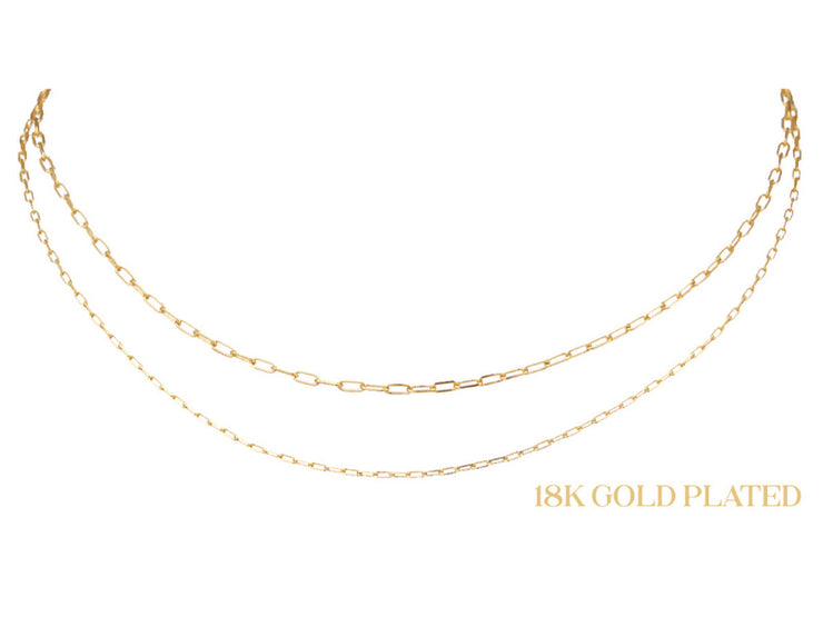 18K GOLD PLATED PAPERCLIP CHAIN, PETITE PAPERCLIP CHAIN NECKLACE