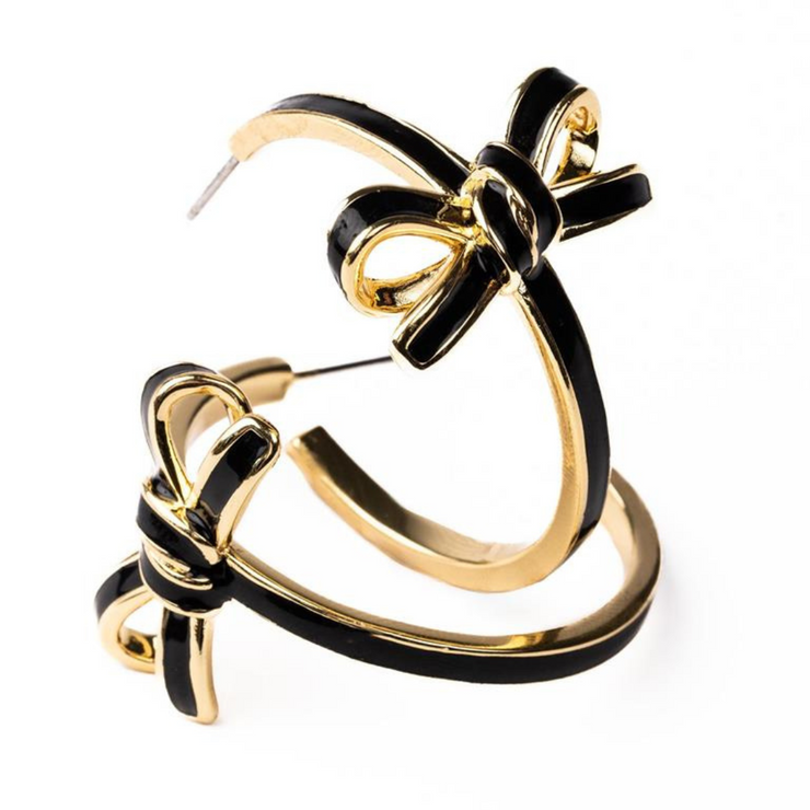 Luxe Bow Hoops- Black