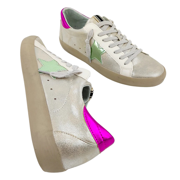 Paula Sneakers- Silver Distressed