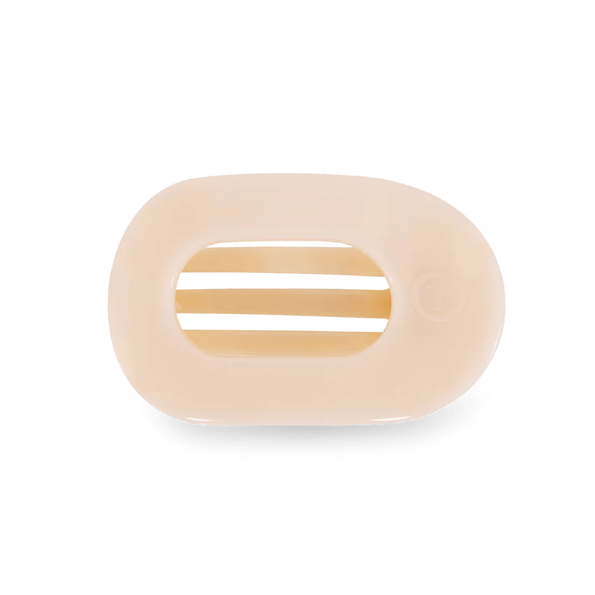Almond Beige Small Flat Round Clip