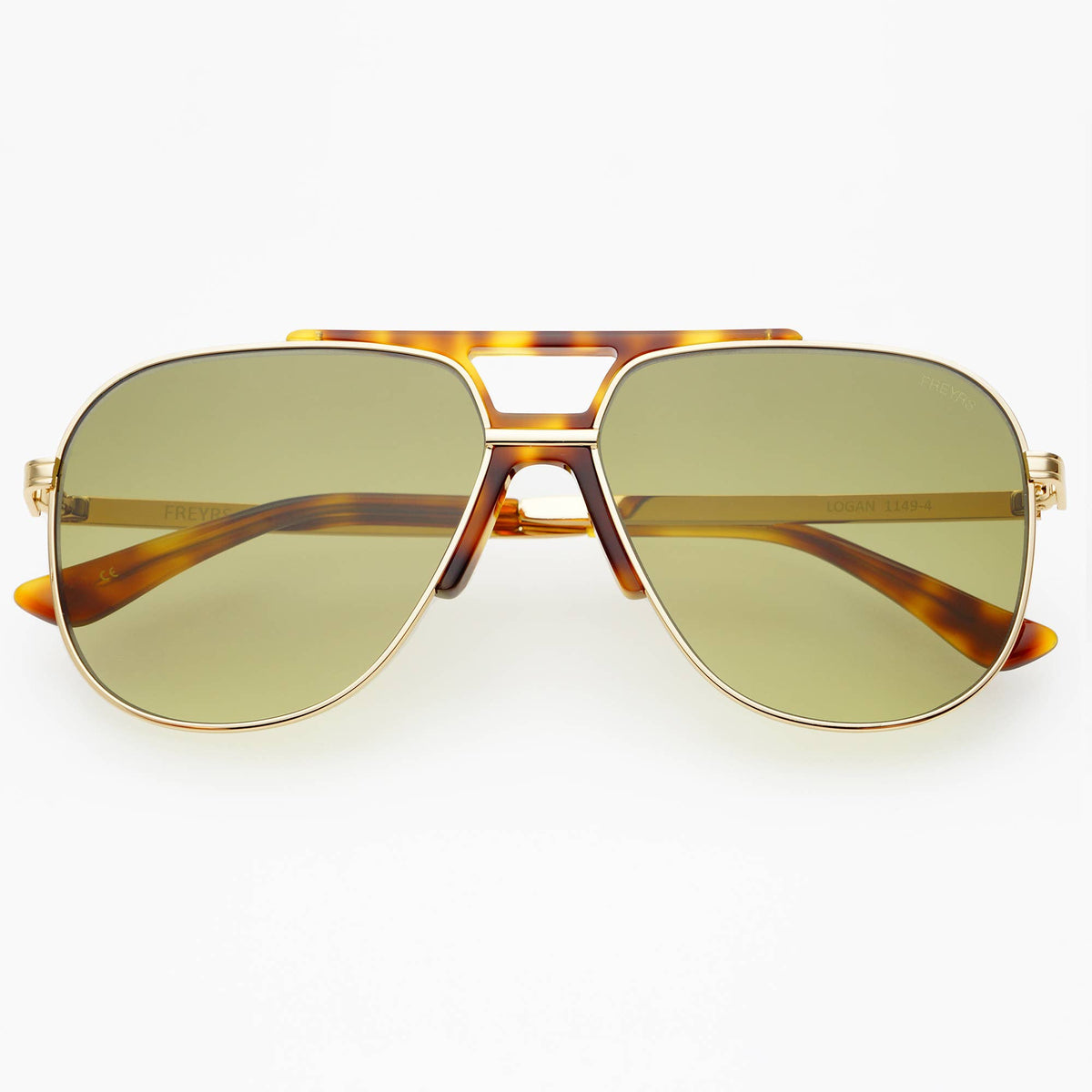Logan Acetate Aviator Unisex Sunglasses: Gold / Fade Green