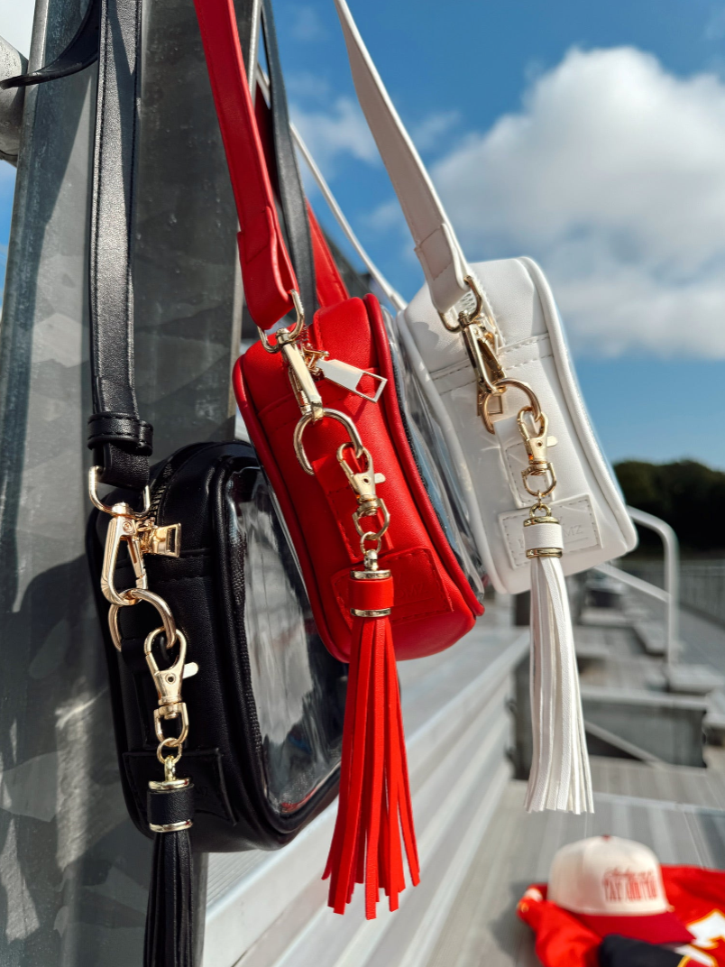 Stadium Approved Clear Gameday Purse with Tassel in White
