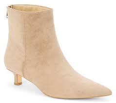 Genesis Taupe Kitten Heel Pointed Suede Bootie