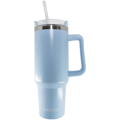 Light Blue Tumbler Cup with Drinking Straw