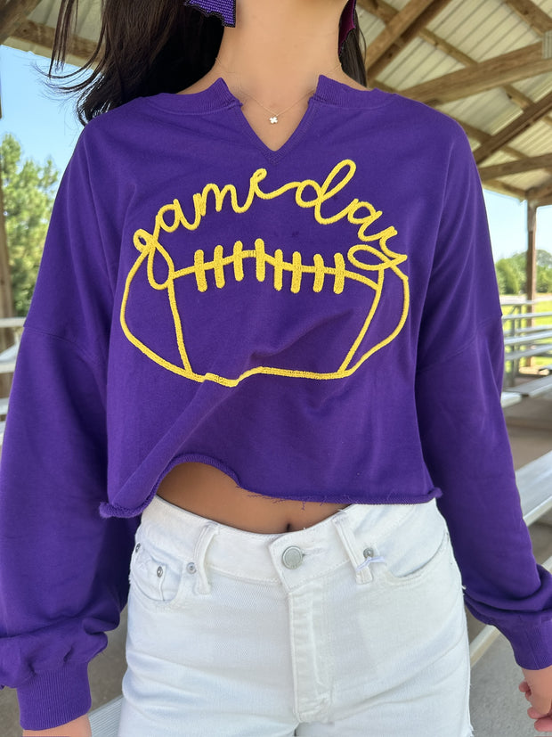 Purple Gameday Cropped Sweatshirt