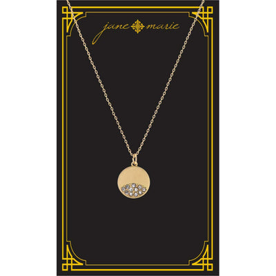 Gold Circle with Crystal Accents Necklace