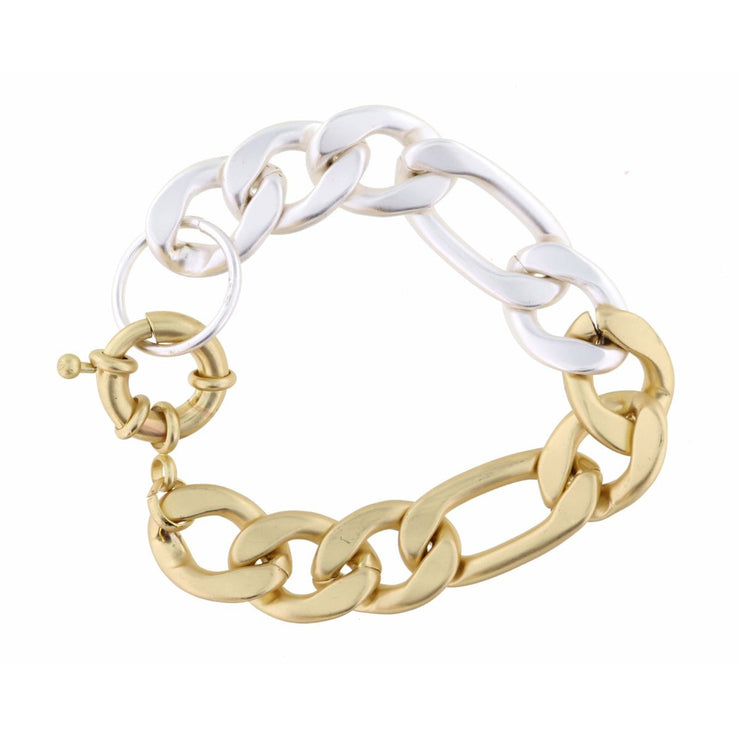 MATTE TWO TONE CURB CHAIN BRACELET