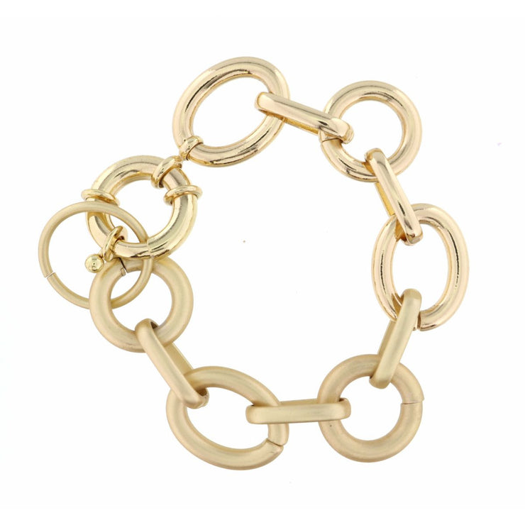 Half Matte Hald Shiny Gold Rolo Chain Bracelet