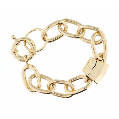 Shiny Gold Hammered Accent Chain Bracelet